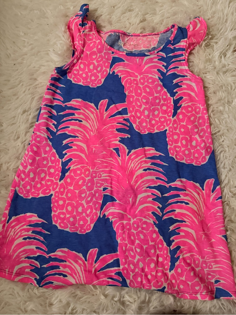 Lilly Pulitzer Pink & Blue Pineapple Print Girls Dress